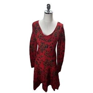 Peruvian Connection Red Floral Dress Size Small Whimsigoth Dark Cottagecore Boho